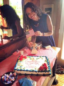 Jessica smiles at party