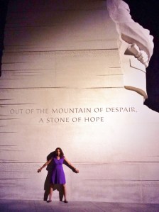 Jessica poses next the MLK memorial