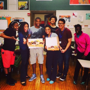 Students with donuts
