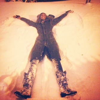 Jess makes a snow angel
