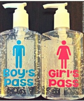 Picture of handsanitzer bathroom passes