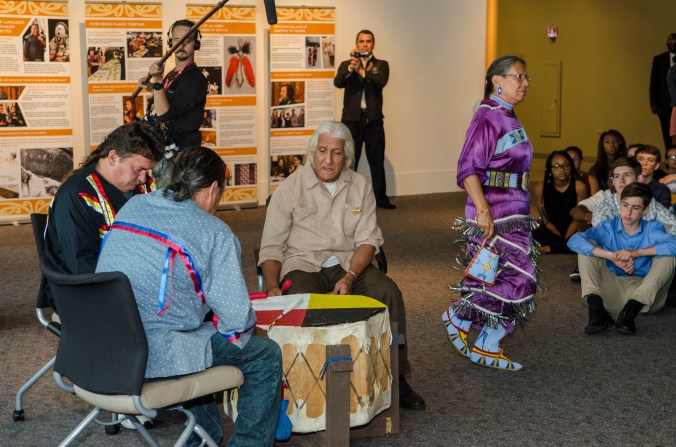 Photo credit: APJ Photography The First People respond with drums and a beautiful jingle dancer.